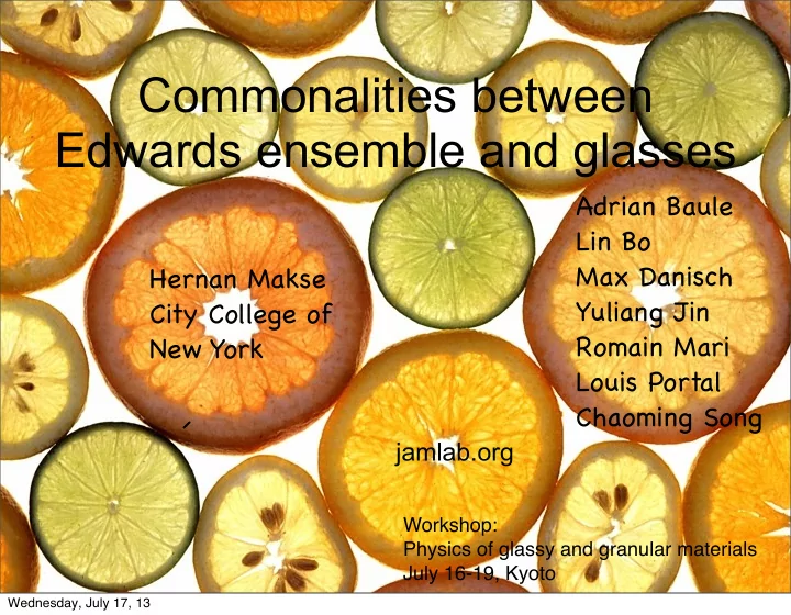 commonalities between edwards ensemble and glasses