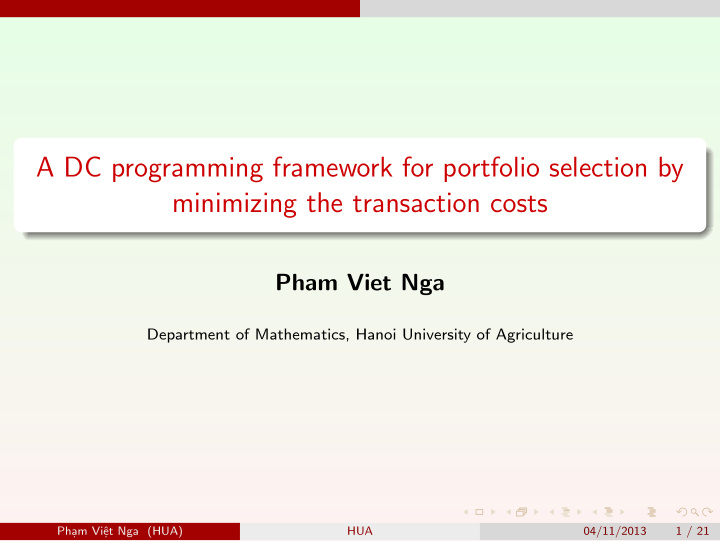 a dc programming framework for portfolio selection by