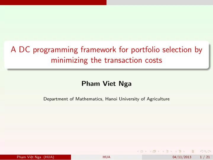 a dc programming framework for portfolio selection by