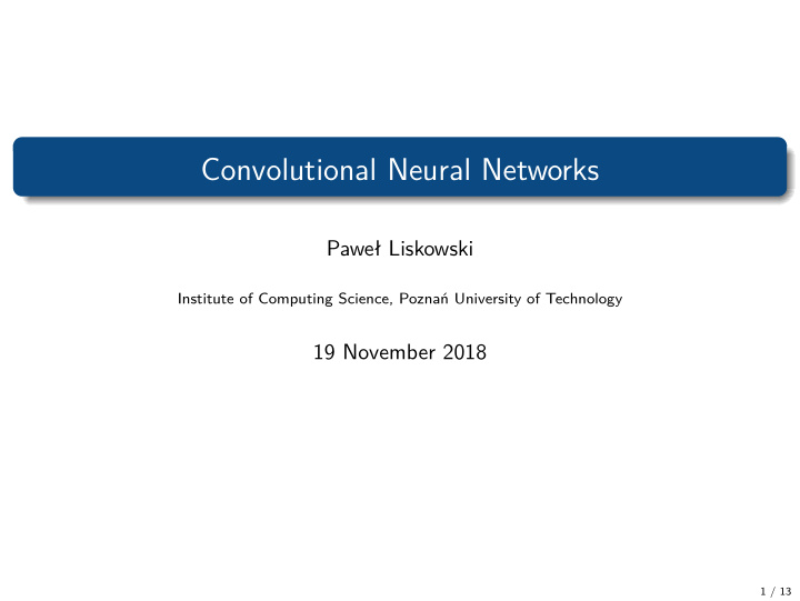 convolutional neural networks