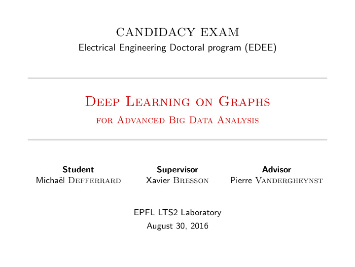 deep learning on graphs