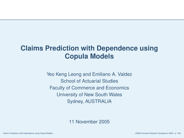 claims prediction with dependence using copula models