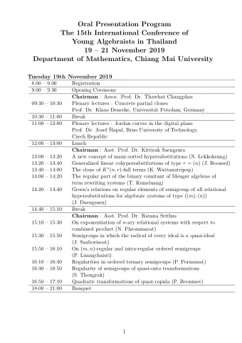 Oral Presentation Program  Semigroups in which the radical of every ideal is a quasi-ideal  term