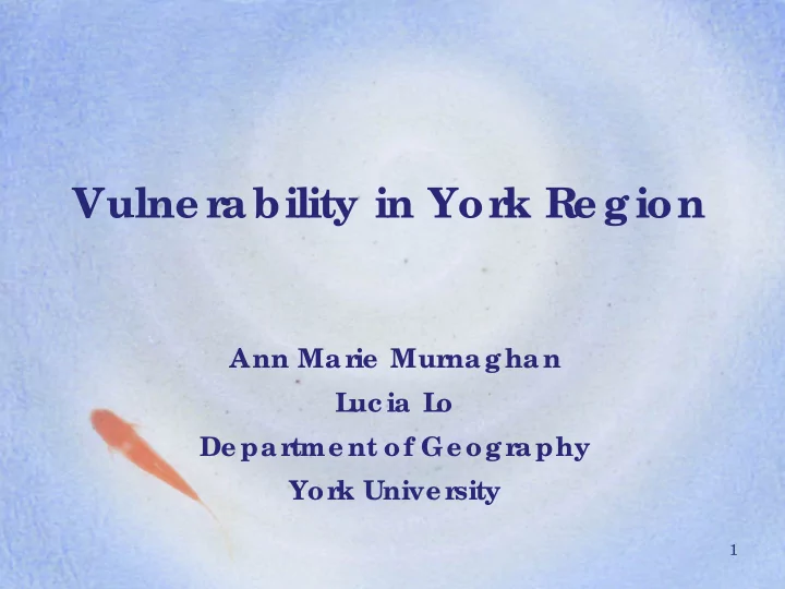 vulne r ability in yor k re gion