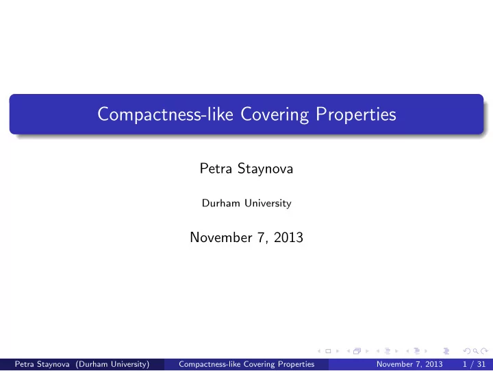 compactness like covering properties