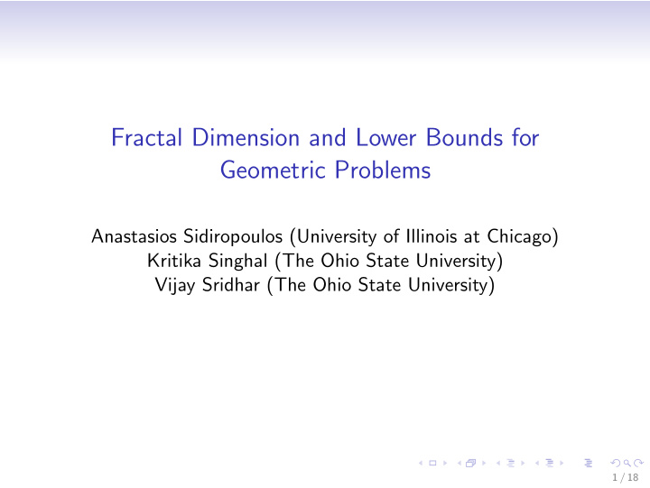 fractal dimension and lower bounds for geometric problems