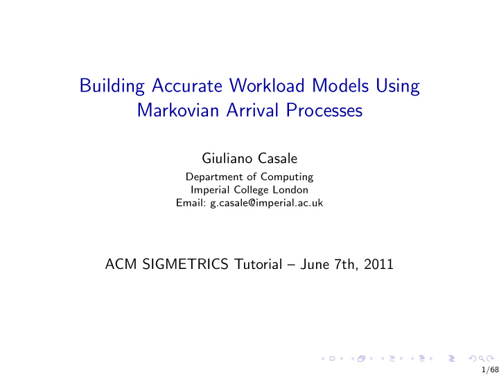 building accurate workload models using markovian arrival