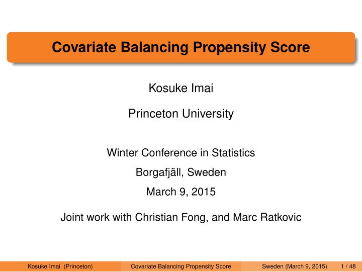 covariate balancing propensity score
