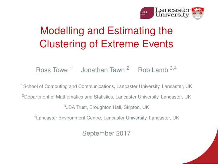 modelling and estimating the clustering of extreme events