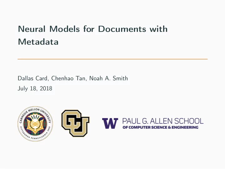 neural models for documents with metadata
