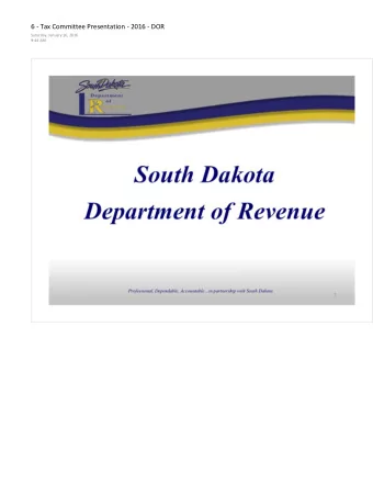 Department of  Revenue  Prof essio 11al . Dependable. Acco11111able ... in partnership with South