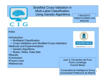 Stratified Cross-Validation in  Multi-Label Classification  Using Genetic Algorithms  7-8/02/2013