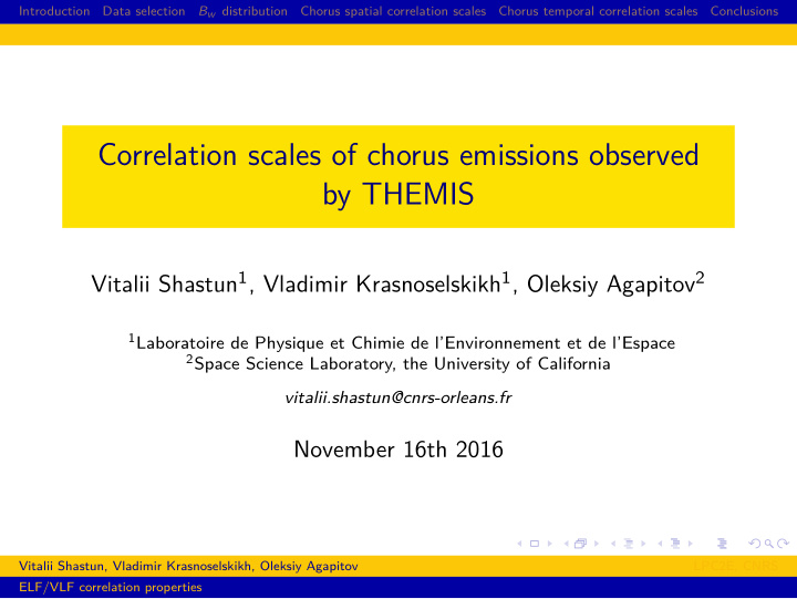 correlation scales of chorus emissions observed by themis