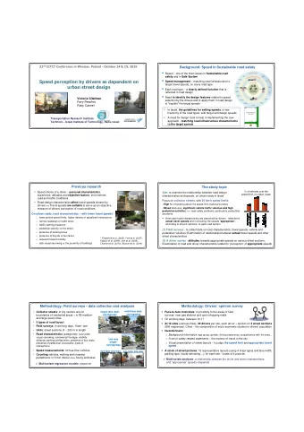 Speed perception by drivers as dependent on  target travel speeds, on every road type  urban street
