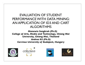 EVALUATION OF STUDENT  PERFORMANCE WITH DATA MINING:  AN APPLICATION OF ID3 AND CART  ALGORITHMS