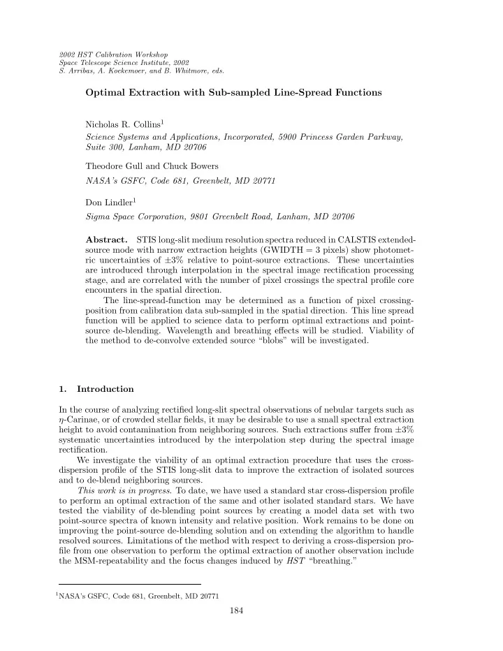 optimal extraction with sub sampled line spread functions
