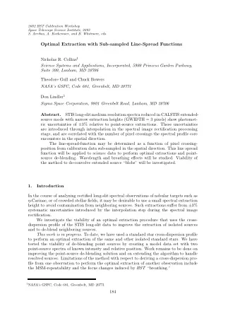 Optimal Extraction with Sub-sampled Line-Spread Functions Nicholas R. Collins 1  Science Systems