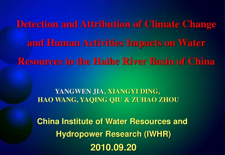 detection and attribution of climate change and human