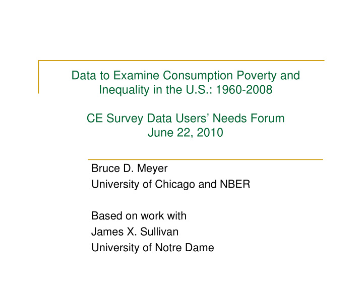 data to examine consumption poverty and i inequality in