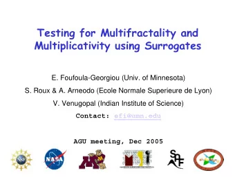 Testing for Multifractality and  Multiplicativity using Surrogates  E. Foufoula-Georgiou (Univ. of