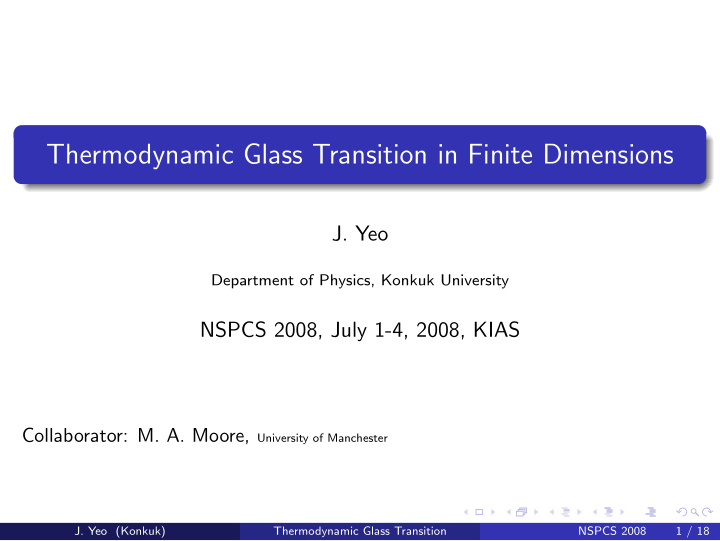 thermodynamic glass transition in finite dimensions