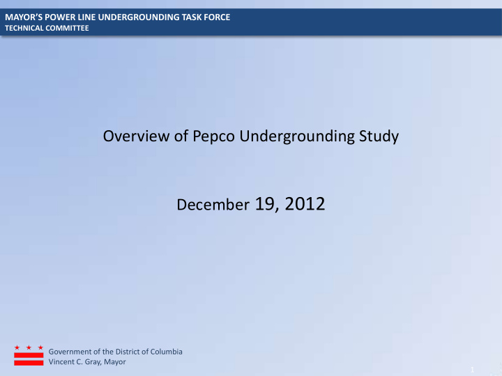 overview of pepco undergrounding study december 19 2012
