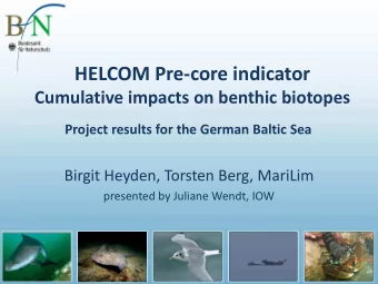 HELCOM Pre-core indicator  Cumulative impacts on benthic biotopes  Project results for the German