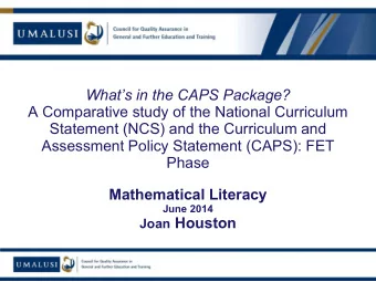A Comparative study of the National Curriculum  Statement (NCS) and the Curriculum and  Assessment