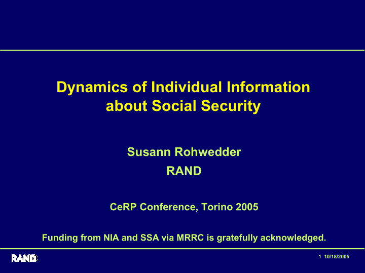 dynamics of individual information about social security