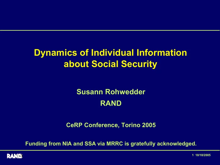 dynamics of individual information about social security