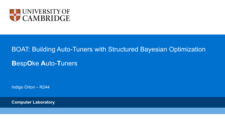 boat building auto tuners with structured bayesian