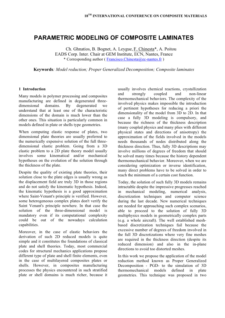 parametric modeling of composite laminates