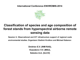 Classification of species and age composition of  forest stands from hyperspectral airborne remote
