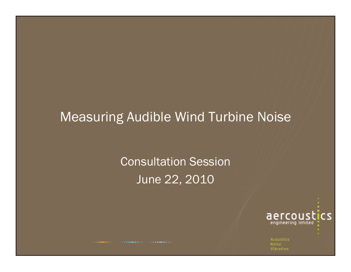 measuring audible wind turbine noise measuring audible