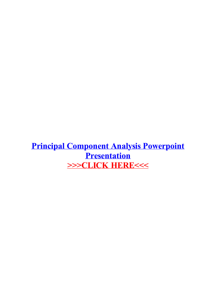 principal component analysis powerpoint presentation