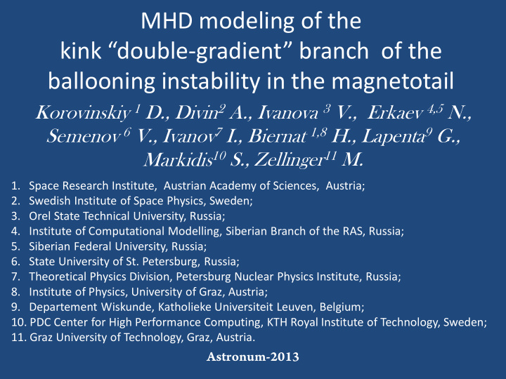mhd modeling of the kink double gradient branch of the