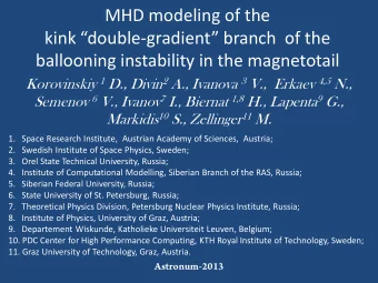 MHD modeling of the  kink double-gradient branch  of the ballooning instability in the