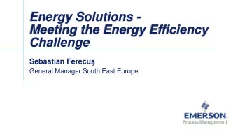 Meeting the Energy Efficiency  Challenge Sebastian Ferecu   General Manager South East Europe