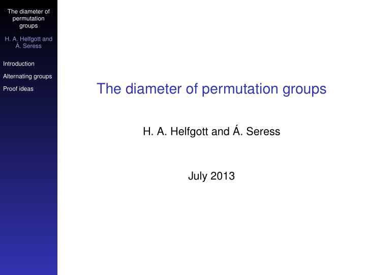 the diameter of permutation groups