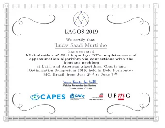 LAGOS 2019      We certify that      Lucas
