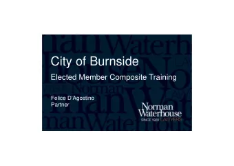 City of Burnside  Elected Member Composite Training  Felice DAgostino  Partner  Overview of