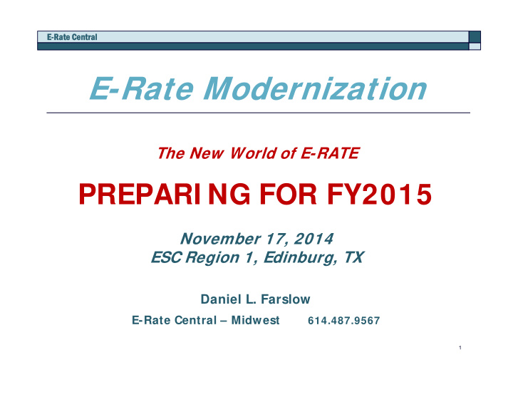 e rate modernization