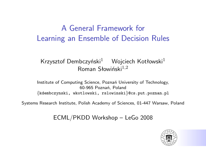 a general framework for learning an ensemble of decision