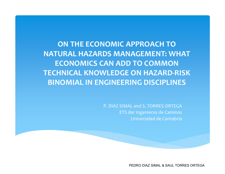 on the economic approach to natural hazards management