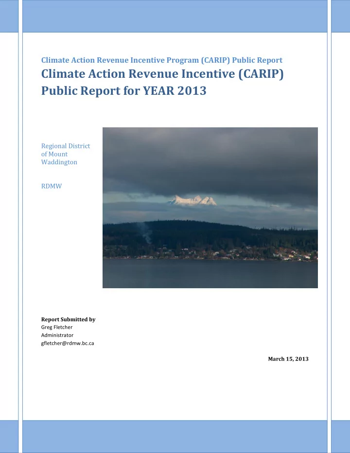 climate action revenue incentive carip public report for