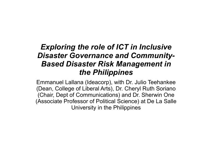 exploring the role of ict in inclusive disaster