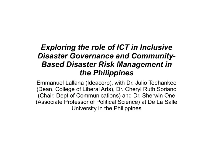 exploring the role of ict in inclusive disaster