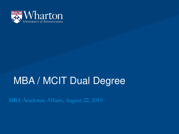 mba mcit dual degree