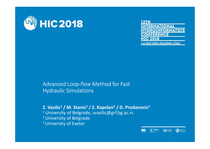 advanced loop flow method for fast hydraulic simulations