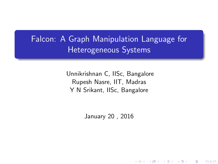 falcon a graph manipulation language for heterogeneous